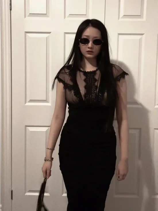 Rare gothic black lace Jessica Mcclintock maxi dress - Picture 6 of 7